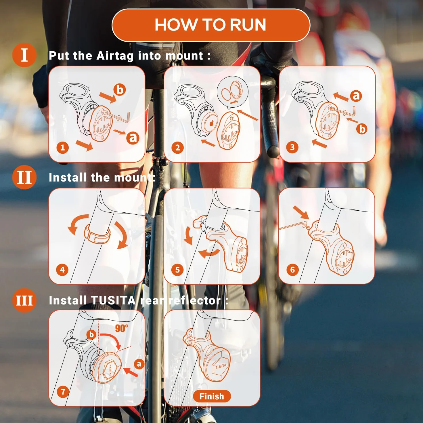 TUSITA Uchwyt Rowerowy Airtag, Ukryty Uchwyt na Sztycy Rowerową Kompatybilny z Airtags & Garmin Varia, Przeciwkradzieżowy Air tag GPS Tracker Uchwyt na Rowerowy
