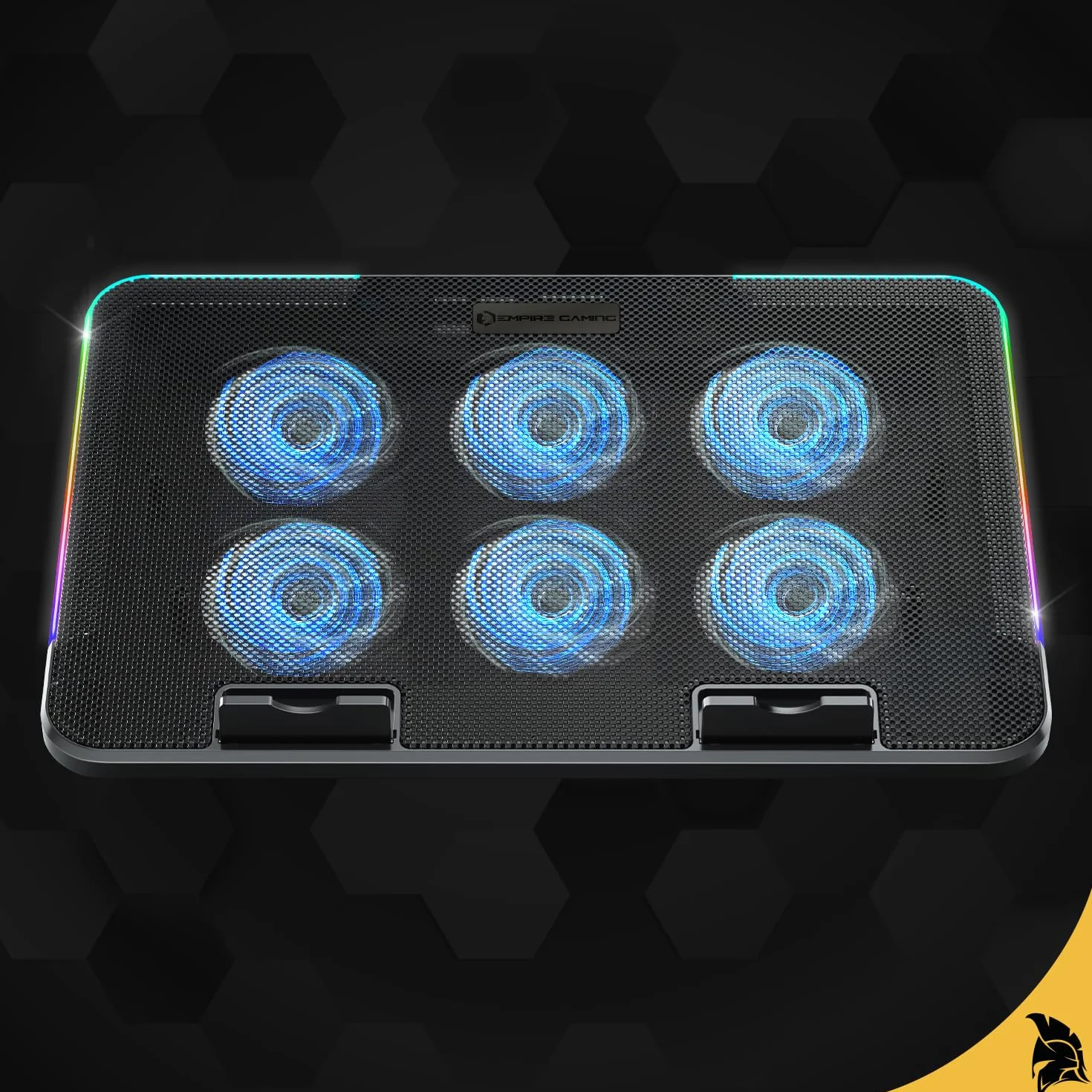 EMPIRE GAMING Guardian C600 chłodziarka do laptopa 12" do 15,6" – 6 wentylatorów – pokrętło prędkości, 7 trybów RGB, 5 regulowanych wysokości, zdejmowany uchwyt
