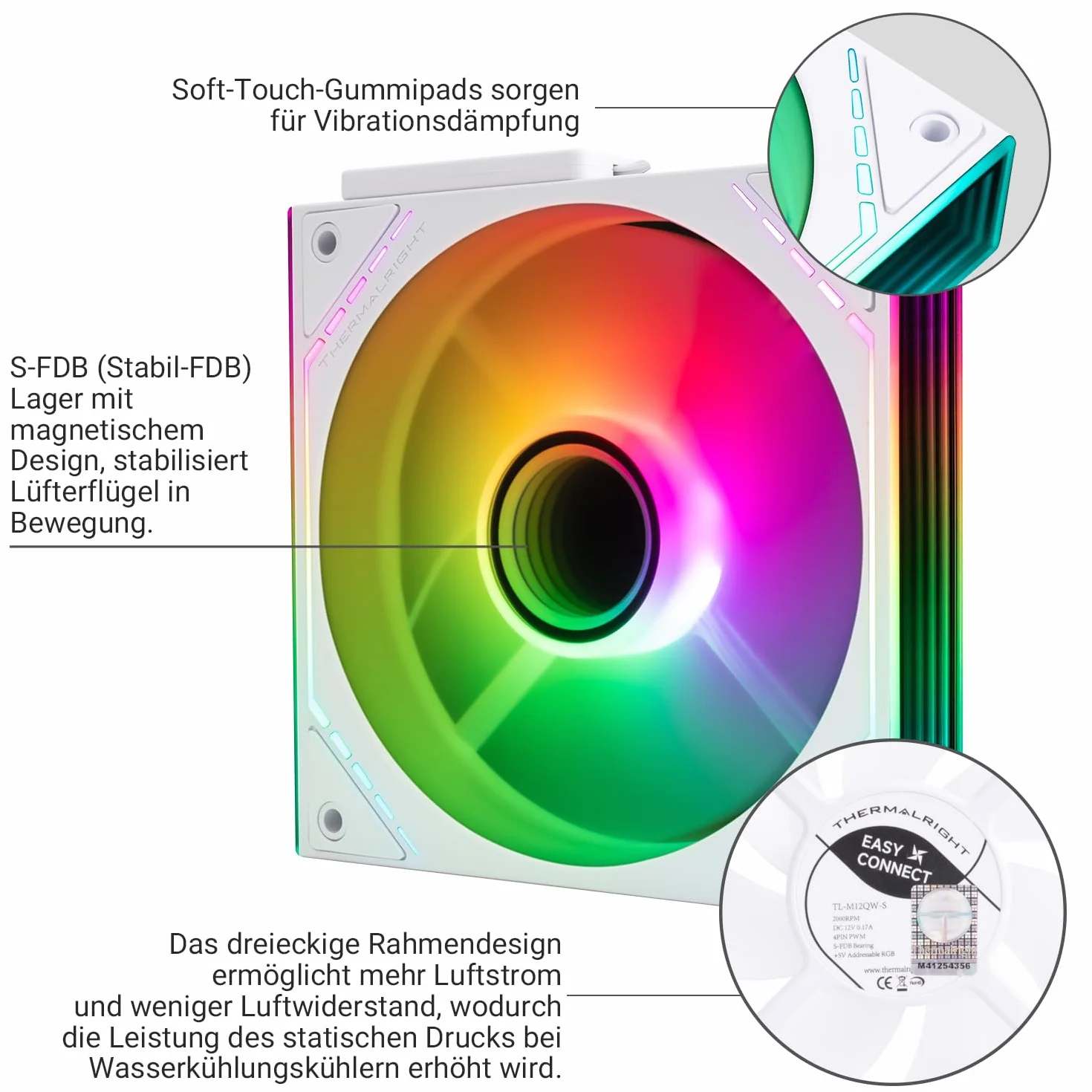 Thermalright TL-M12QW-S X3 Wireless Splicing Case Fan 120 mm Quiet Infinity Mirror ARGB 3 sztuki