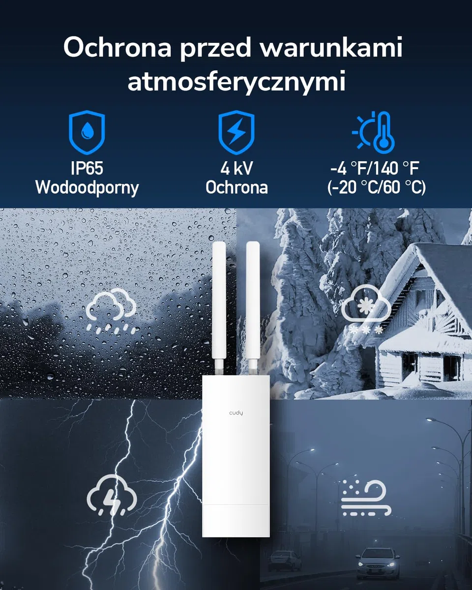 Cudy Zewnętrzny router Wi-Fi bezprzewodowy z modemem 4G (2.4 GHz, Cat 4, 300 Mbps, karta SIM, ultraszybki, RJ45, Ethernet, 1x WAN/LAN, wodoodporny) biały