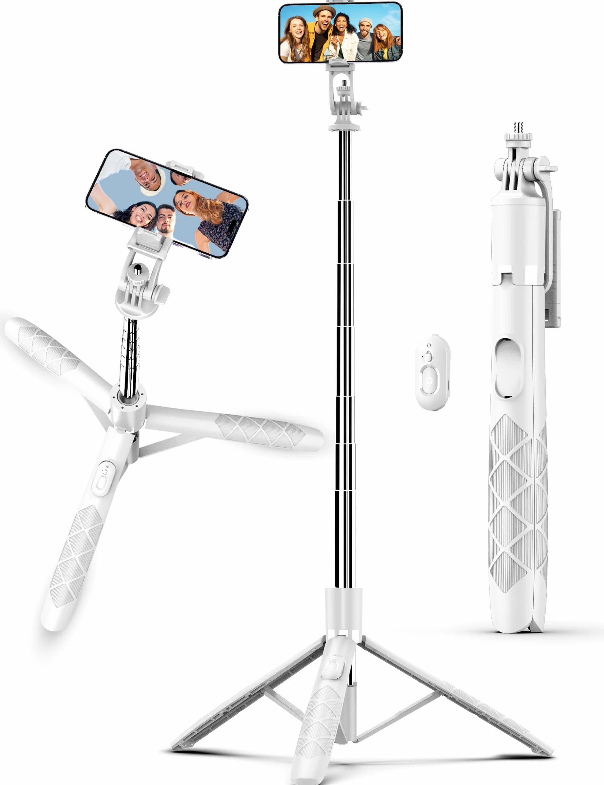 Statyw selfie stick 180 cm, rozszerzalny statyw do telefonu komórkowego All-in-1 z bezprzewodowym pilotem zdalnego sterowania, uchwyt na telefon komórkowy kompatybilny z Gopro, iPhone, Samsung