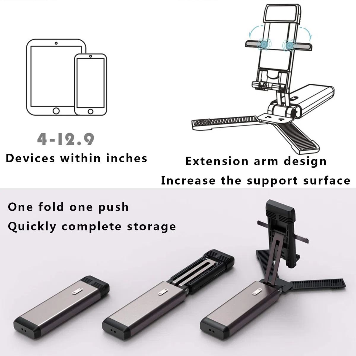 LXLTLB Regulowany uchwyt na telefon stojak na tablet antypoślizgowy i stabilny, nadaje się do różnych zastosowań wyposażenie w zakresie 10-2,9 cm, biura, nauki, transmisja na żywo, itp., czarny, 1 szt