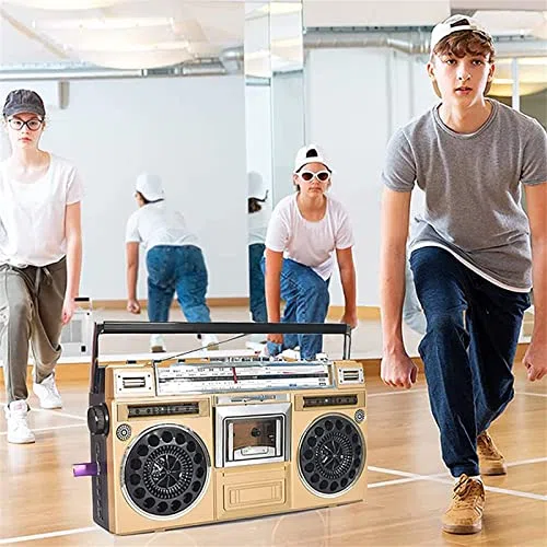 Boombox Bluetooth z płytą CD, odtwarzaczem taśmowym, radiem FM/DAB+, nagrywaniem USB, idealny dla miłośników muzyki nostalgicznej i spotkań rodzinnych