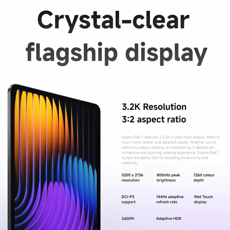 XIAOMI Tableta Pad 7 o rozmiarze 11,2 cala, 8 GB pamięci RAM + 256 GB pamięci, ekran 3.2K 144 Hz, Snapdragon 7+ trzeciej generacji, bateria 8850 mAh, ładowanie szybkie 45W