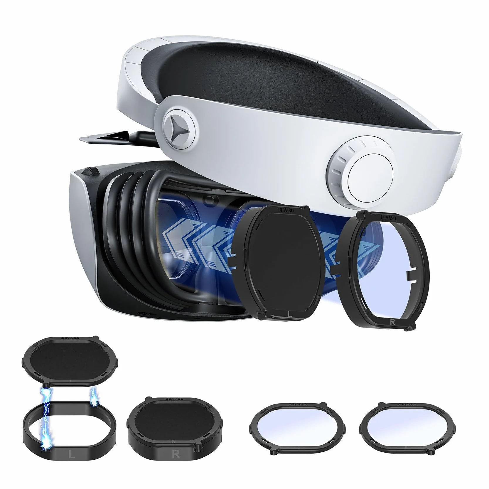 Evenden Okulary VR korekcyjne do PS VR2, krótkowzroczność, ochrona przed niebieskim światłem, szybki demontaż, ramka ochronna