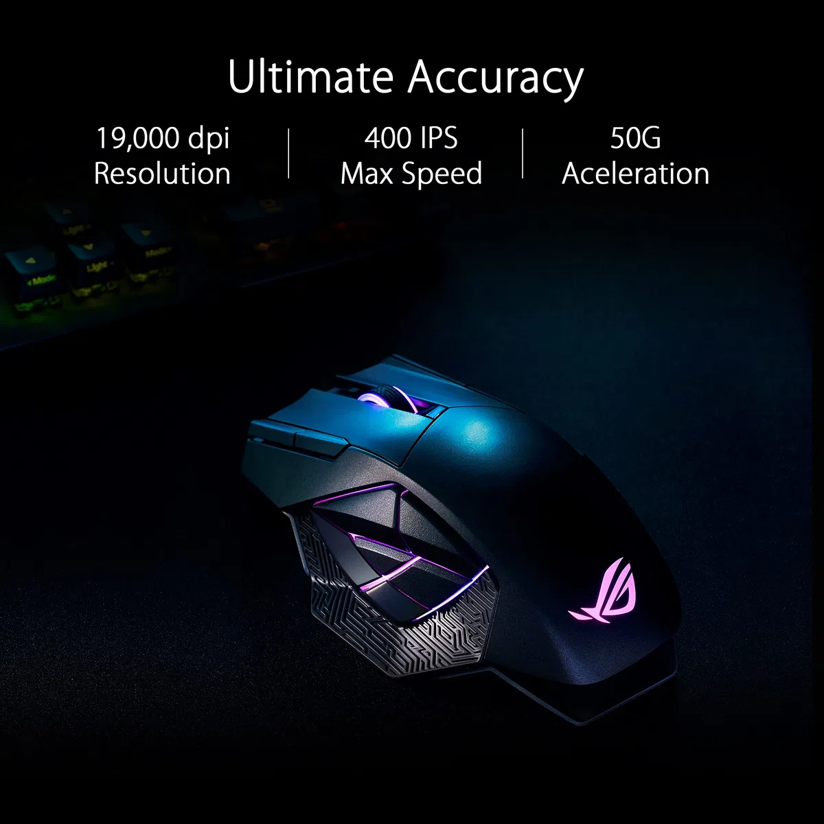 ASUS ROG Spatha X Bezprzewodowa mysz do gier (magnetyczny stojak do ładowania, 12 programowalnych przycisków, 19 000 DPI, gniazda przełącznika Hot Swap, mikroprzełączniki ROG, oświetlenie ROG Paracord