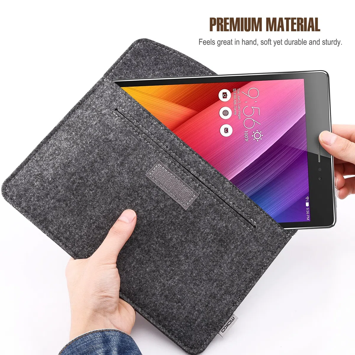 MoKo Universal 7-8 Inch Felt Sleeve Case - Portable Felt Protective Case for iPad Mini (6th Gen) 8.3 Inch 2021, iPad Mini 5/4/3/2/1, Galaxy Tab S2 8.0, Tab A 8.0, ZenPad Z8s 7.9, Dark Grey