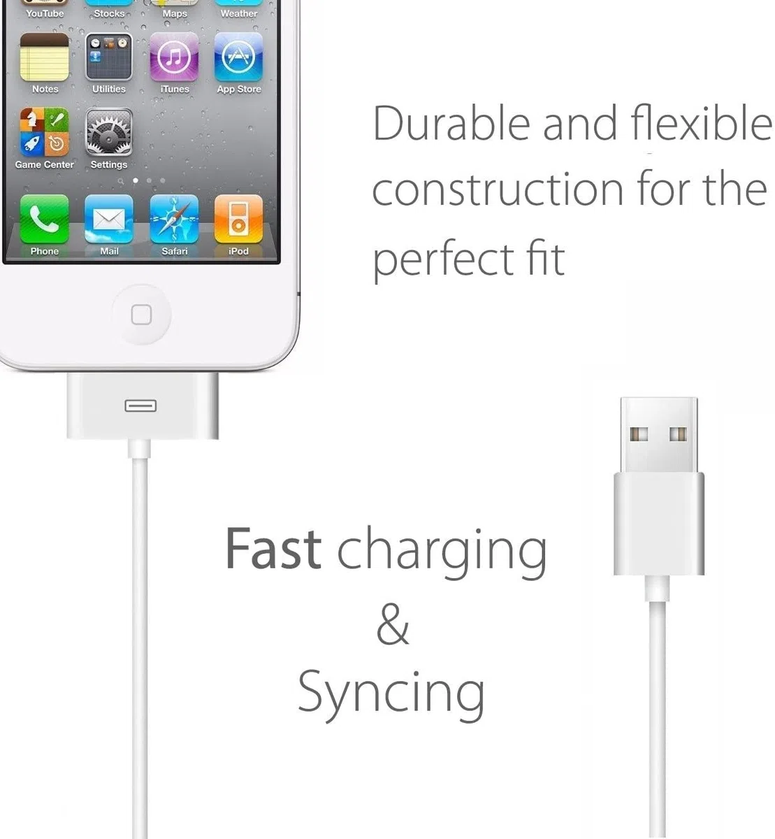Kabel do ładowania i synchronizacji Apple MFi do iPhone 4/4S, iPad 1/2/3, iPod Classic/Touch/Nano