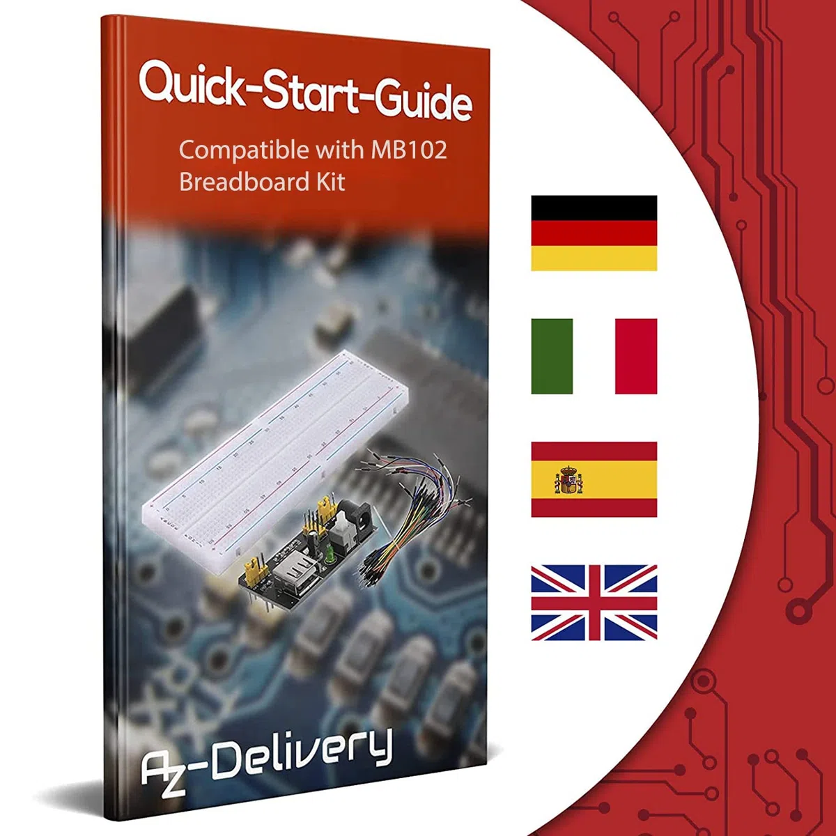 AZDelivery MB 102 Breadboard Kit - 830 breadboard, zasilacz 3,3V 5V, 65szt zworek kompatybilny z Arduino i Raspberry Pi w tym Ebook!