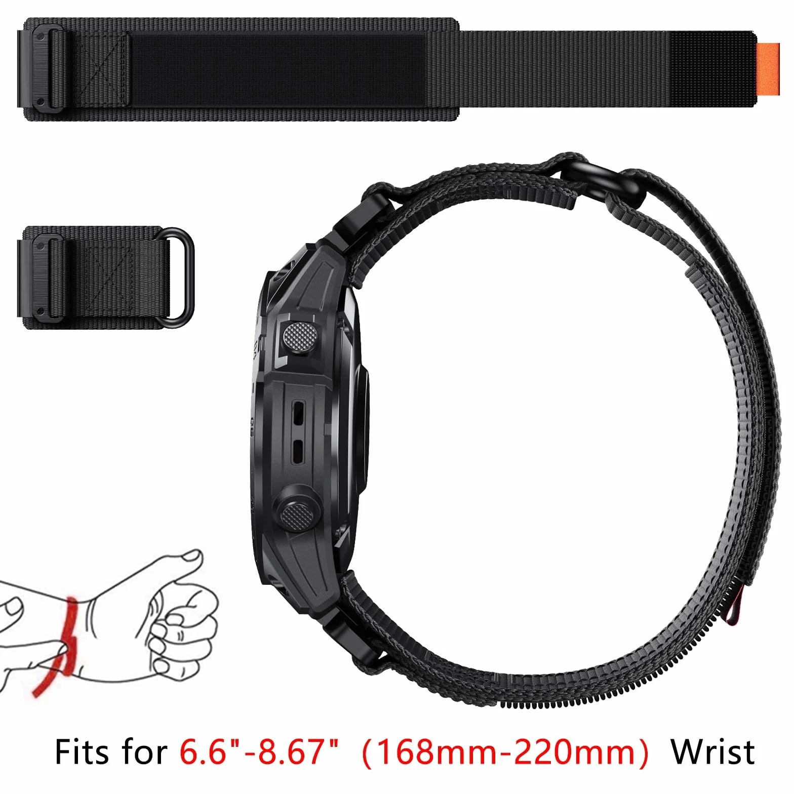 YOOSIDE taktyczna nylonowa bransoletka do zegarka Garmin Fenix 7X / Fenix 6X / Fenix 5X / Enduro 2, QuickFit, 26 mm, pleciony nylonowy pasek na nadgarstek do Tactix 7 Pro, Descent Mk2, QuickFit 26mm