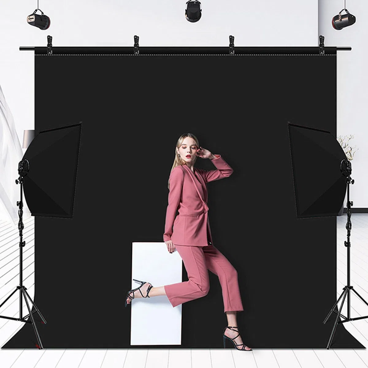 Białe Tło dla Fotografii, Profesjonalny Czysty Biały Ekran do Sesji Zdjęciowej, Białe Tło o Wysokiej Gęstości do Nagrywania Wideo Stojak Portretowy Studio (3 x 6 m / 9,84 x 19,69