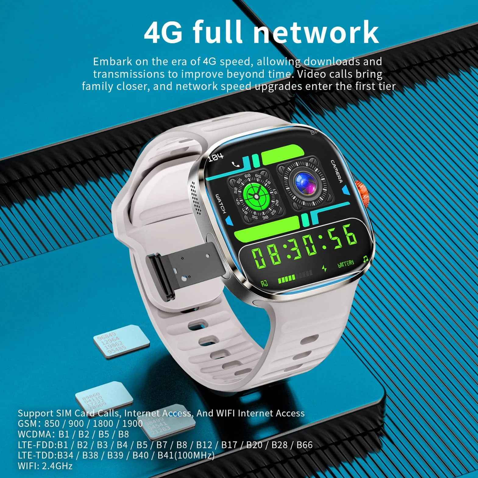 Lazmin112 Inteligentny Zegarek 4G, Wi-Fi, Gps, Bt, Tłumaczenie Ai, Połączenia Telefoniczne, Gniazdo Karty Nano Sim, Monitor Aktywności Fizycznej, Nfc, Aparat Fotograficzny, 32 Gb (Złoty)