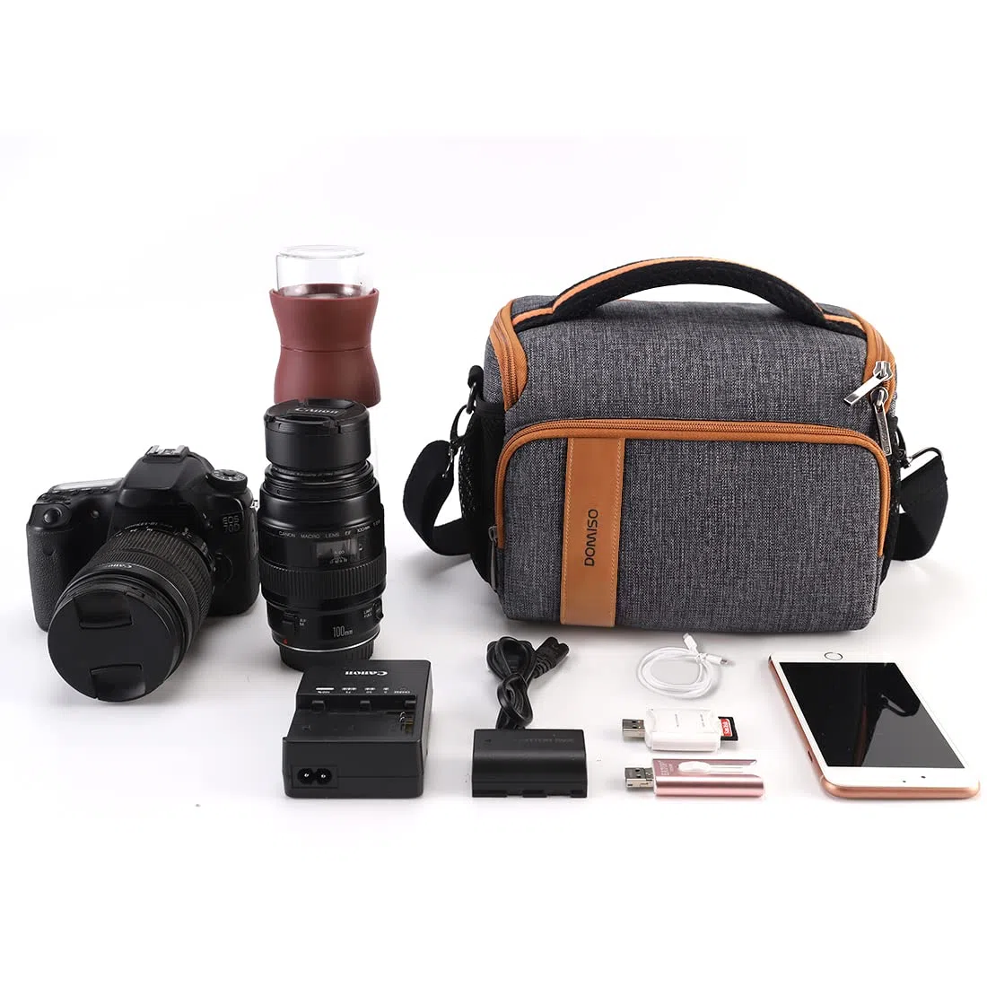 DOMISO SLR DSLR Kameratasche Wasserdicht Fototasche Grau