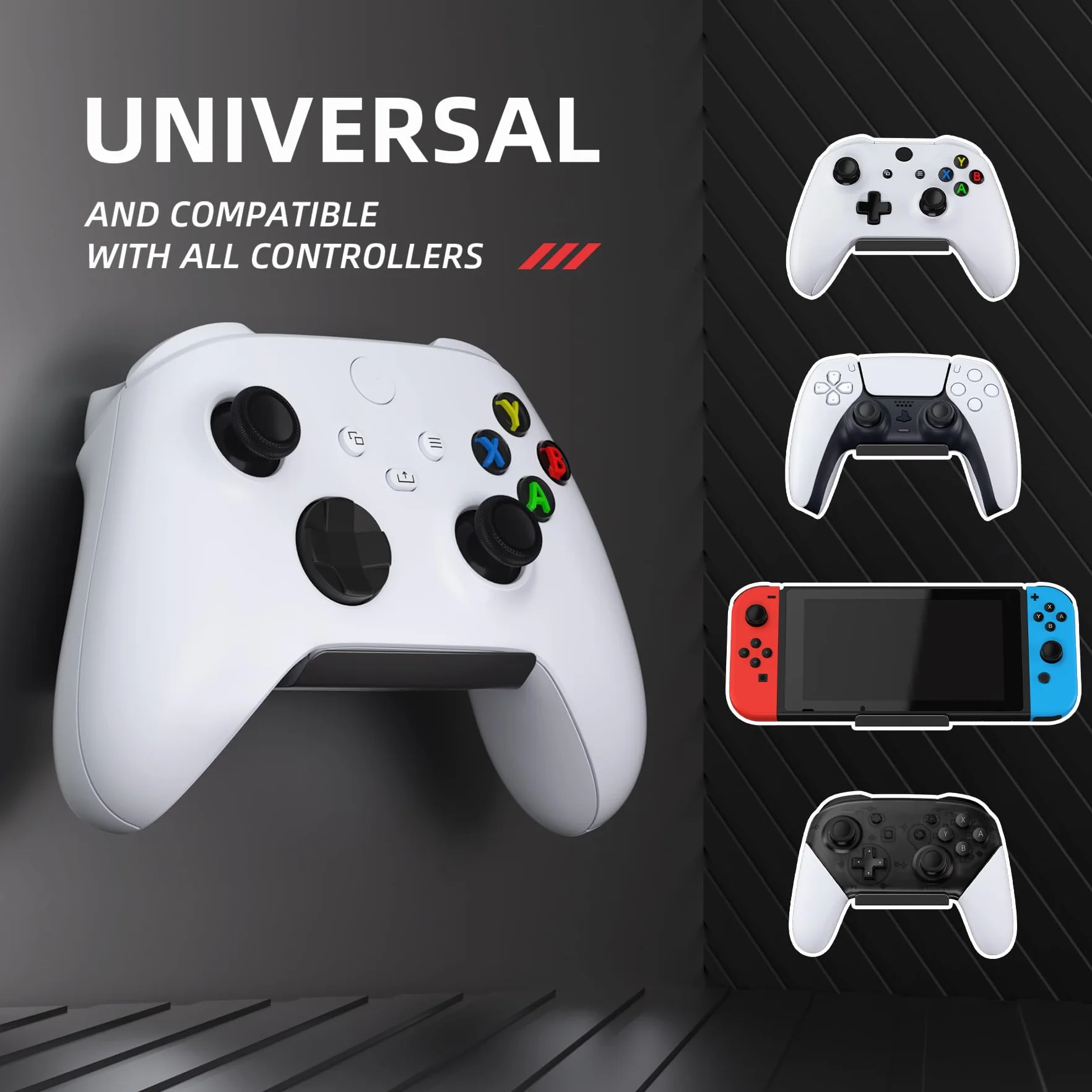 PlayVital FOLD Stojak na Kontroler do ps5 Uchwyt Ścienny Stojak do Xbox Series X/S,do Switch Pro Wieszak na Słuchawki do Xbox Wireless Headset,for Pulse 3D Headset-Czarny(4 Zestaw)