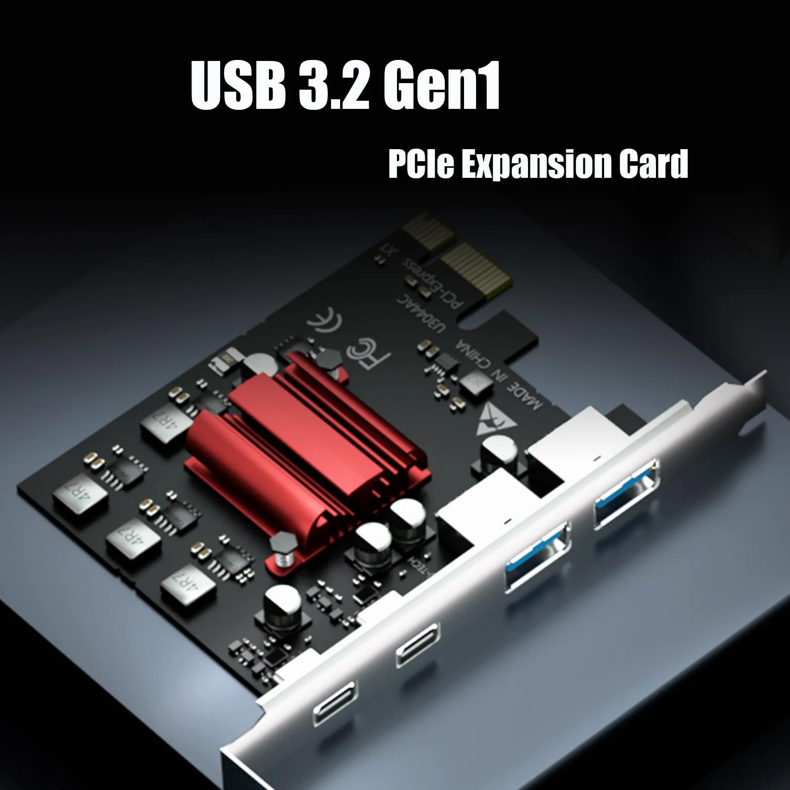 GLOTREND U3044AC 4-portowa karta rozszerzeń PCIe USB, 2 porty USB-C i 2 porty USB-A (USB 3.2 Gen 1), kompatybilna z systemami Windows i Linux (nie obsługuje systemu Mac OS)