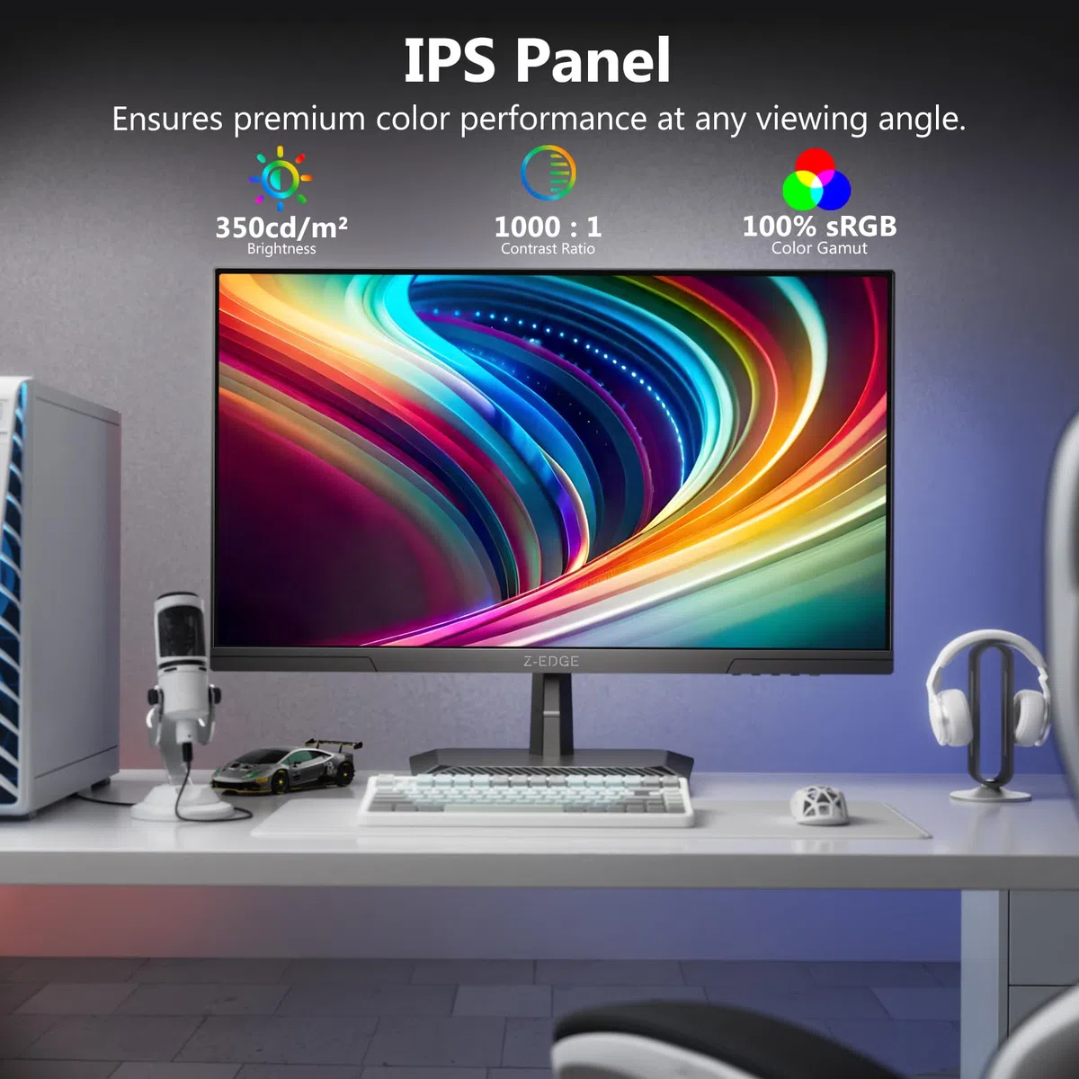 Z-Edge Monitor Gier 25'' 240Hz, Panel IPS, FHD 1080P, 1ms, FreeSync, LED PC Gamer Monitor, Regulowany Kąt Nachylenia, HDMI2.0 & DP1.4, VESA 100 * 100mm (Kabel HDMI w Zestawie)