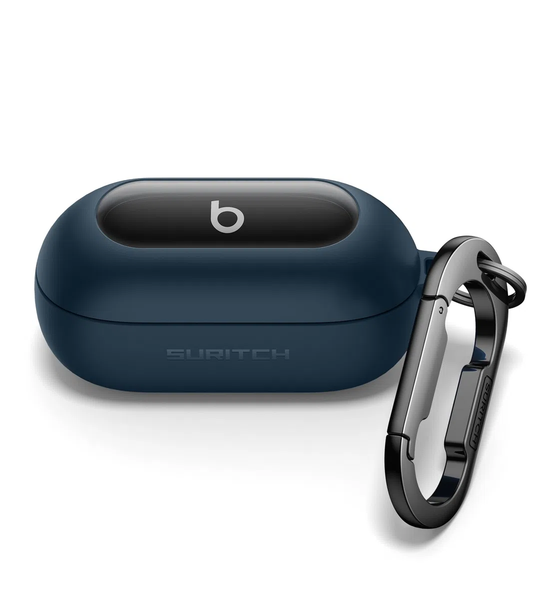 SURITCH Magnetyczne etui kompatybilne z Beats Solo Buds, wytrzymała, odporna na wstrząsy ochronna osłona na słuchawki z zestawem do czyszczenia i karabińczykiem (granatowe)