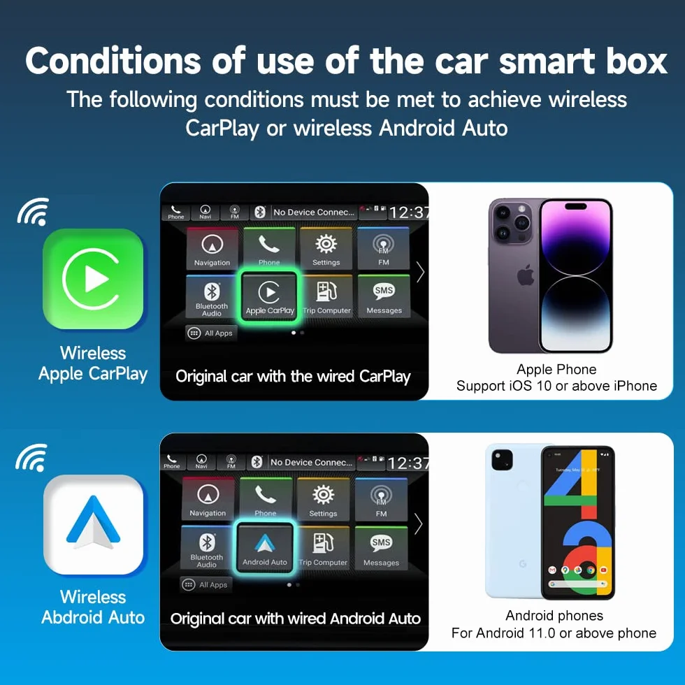 Carlinkit Bezprzewodowy adapter CarPlay 5.0 Android Auto 2 w 1 do samochodów 2017-2024