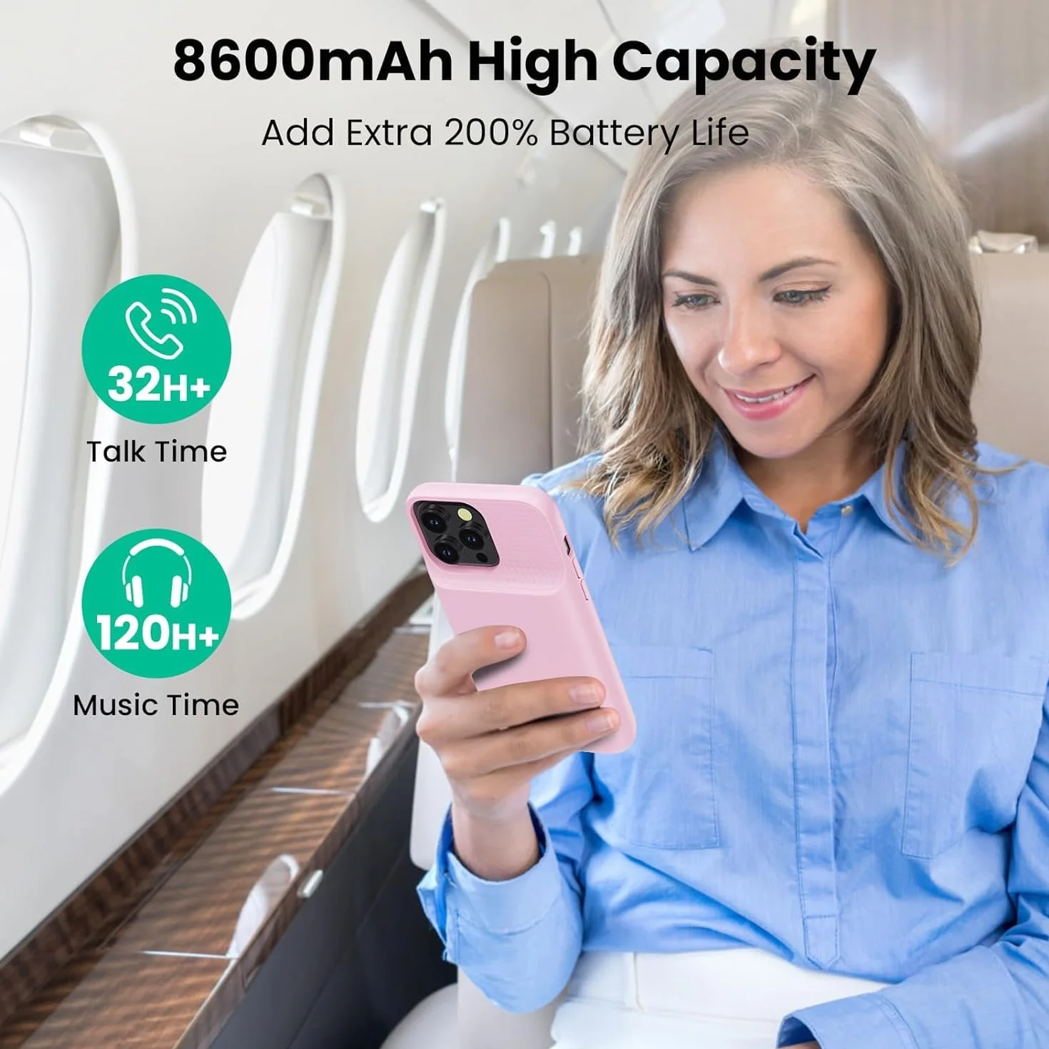 Feob Etui na baterię do iPhone 15 Pro Max (6,7"), 8600 mAh 15 W Powerbank etui dodatkowe etui na telefon komórkowy, etui na telefon komórkowy, etui na telefon komórkowy, etui na telefon komórkowy,