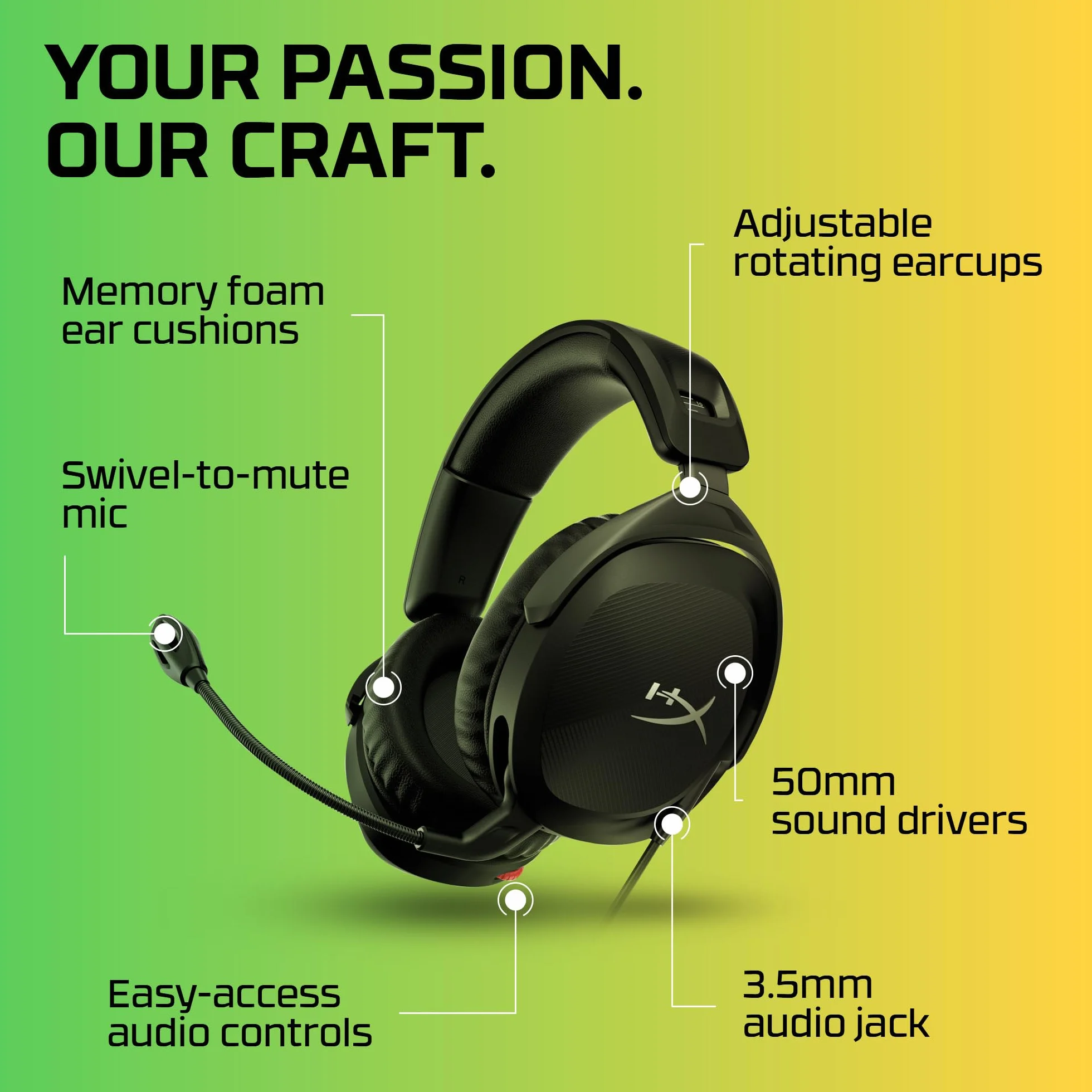 HYPERX Cloud Stinger 2 nauszny zestaw słuchawkowy z mikrofonem 50 mm PC czarny