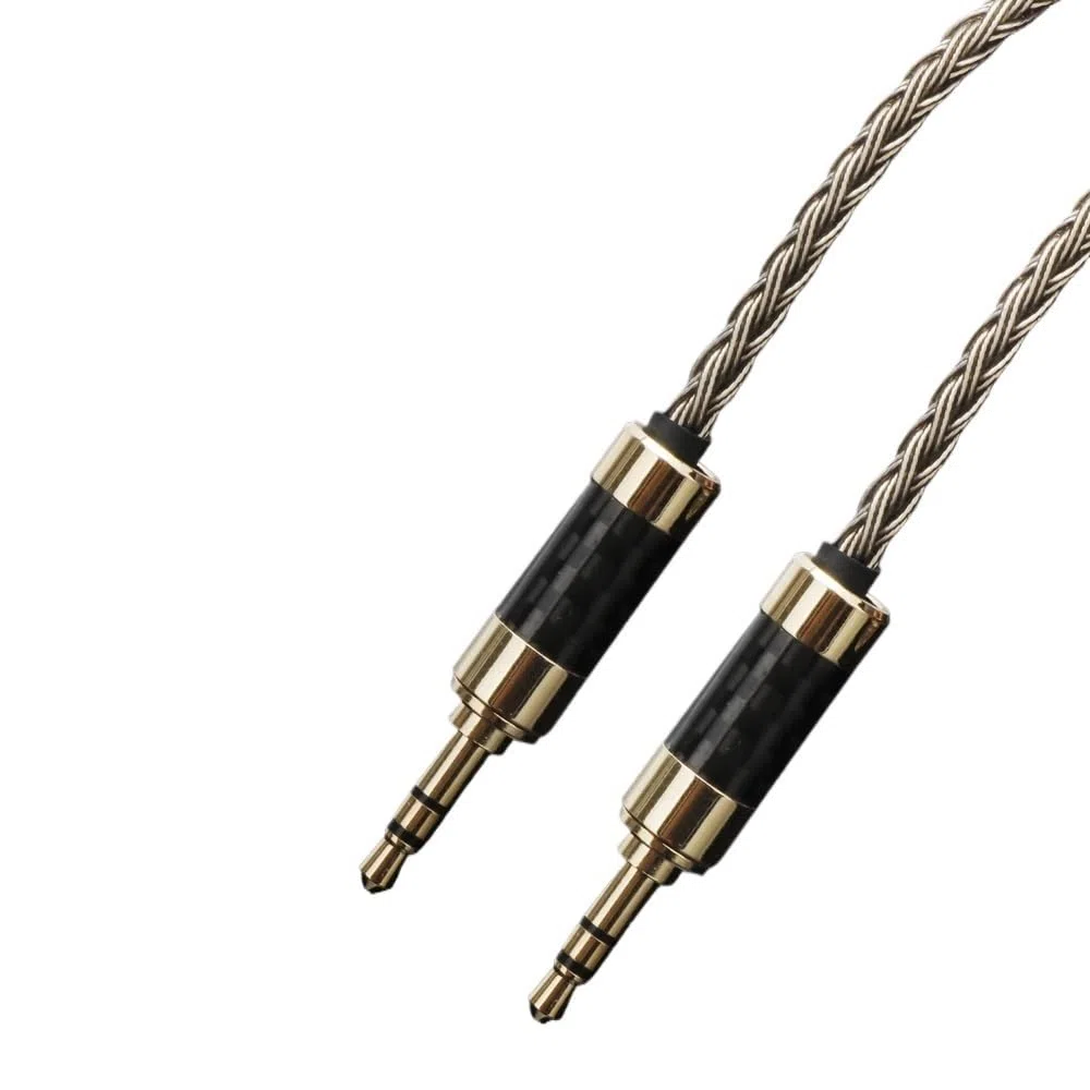 HiFi 7N OCC posrebrzany kabel adaptera AUX 3,5 mm do 3,5 mm ulepszony kabel audio słuchawki (1,5 m)