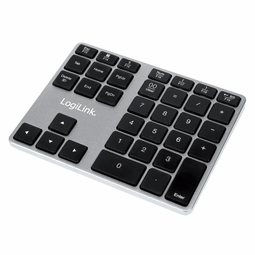 LogiLink ID0187 klawiatura numeryczna Bluetooth 3.0 35 przycisków aluminium Windows MacOS