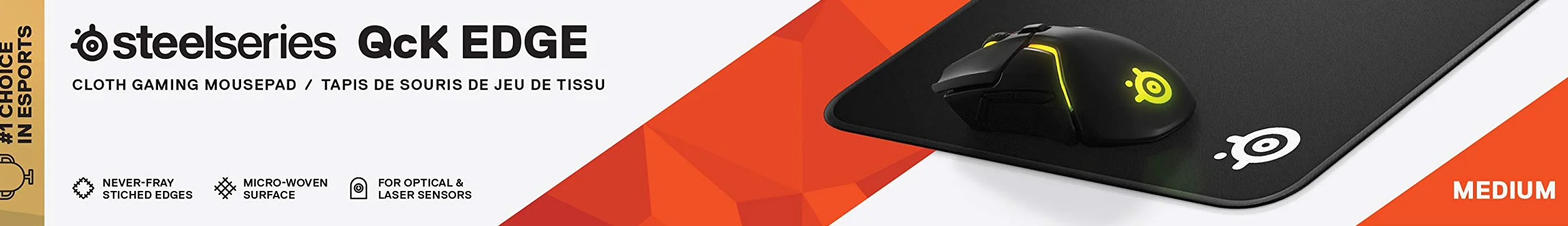 SteelSeries QcK Gaming Surface - duża tkanina z przeszytymi krawędziami - bardzo trwała - zoptymalizowana pod kątem czujników do gier - czarna