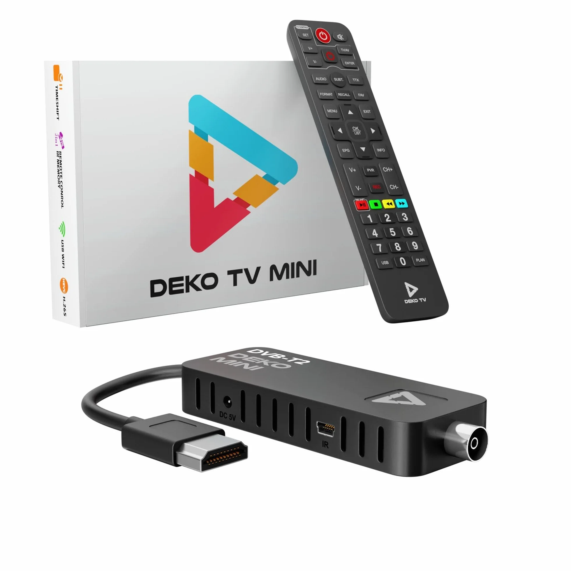 DekoTV Mini Tuner dekoder dvb-t2 hevc H.265 Telewizja naziemna Mini TV Stick