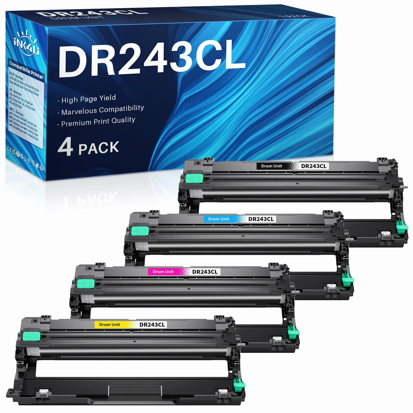 DR-243CL bęben kompatybilny z Brother DR-243CL DR243 DR-243 dla Brother HL-L3210CW L3230CDW L3270CDW MFC-L3710CW L3750CDW L3770CDW L3730CDN DCP-L3550CDW L3510 CDW L3517CDW (4 szt.)