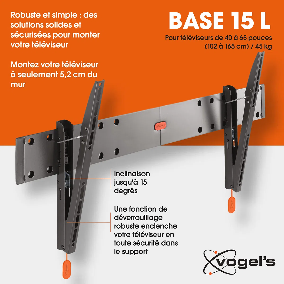 Vogel'S BASE 15 L Uchwyt Uchylny do Telewizora, Czarny, L, 40-65"