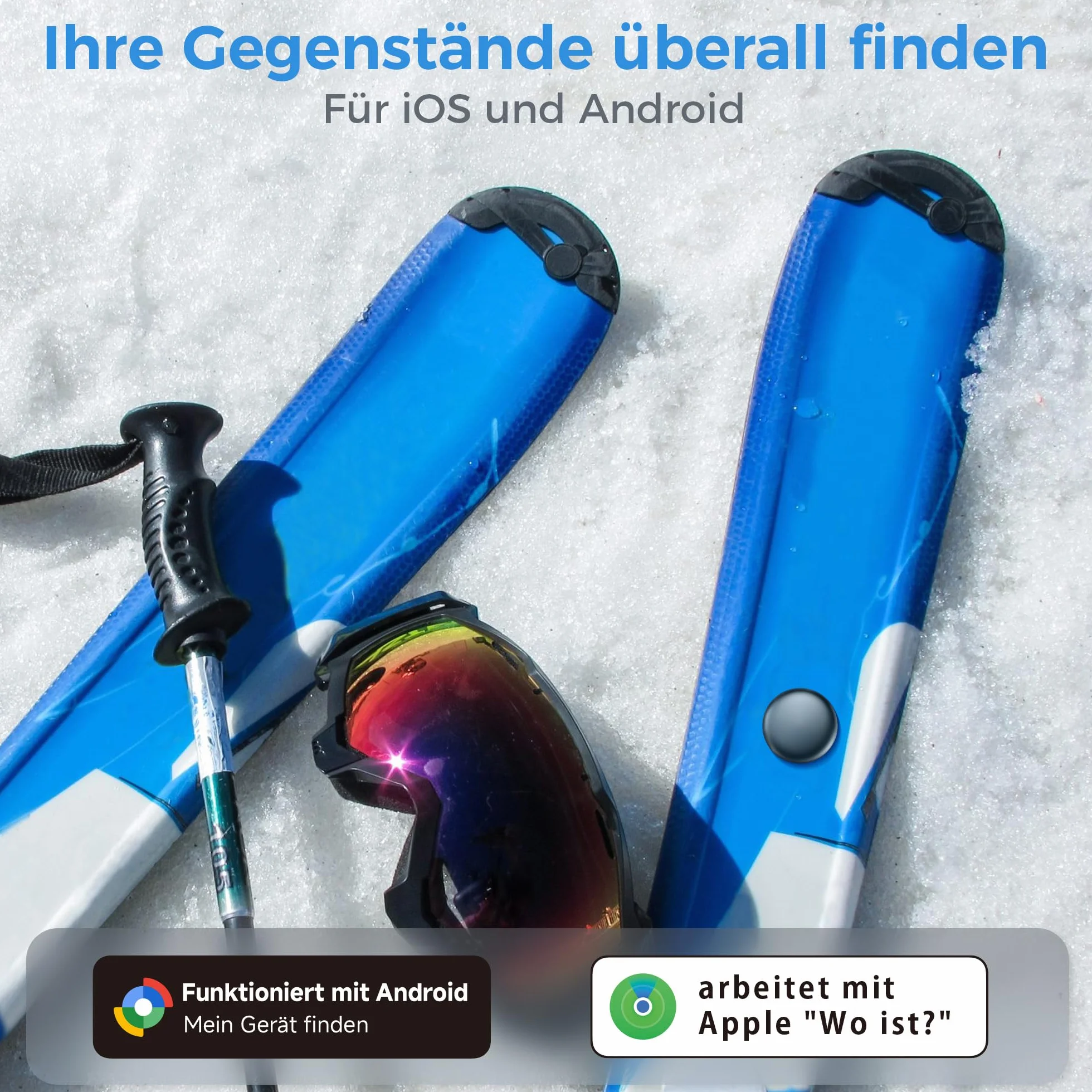 MiLi Magnetyczny lokalizator Bluetooth z silikonową osłoną, lokalizator bagażu/lokalizator przedmiotów, kompatybilny z iOS Znajdź i Google Centrum lokalizacji App, wodoodporność IP67