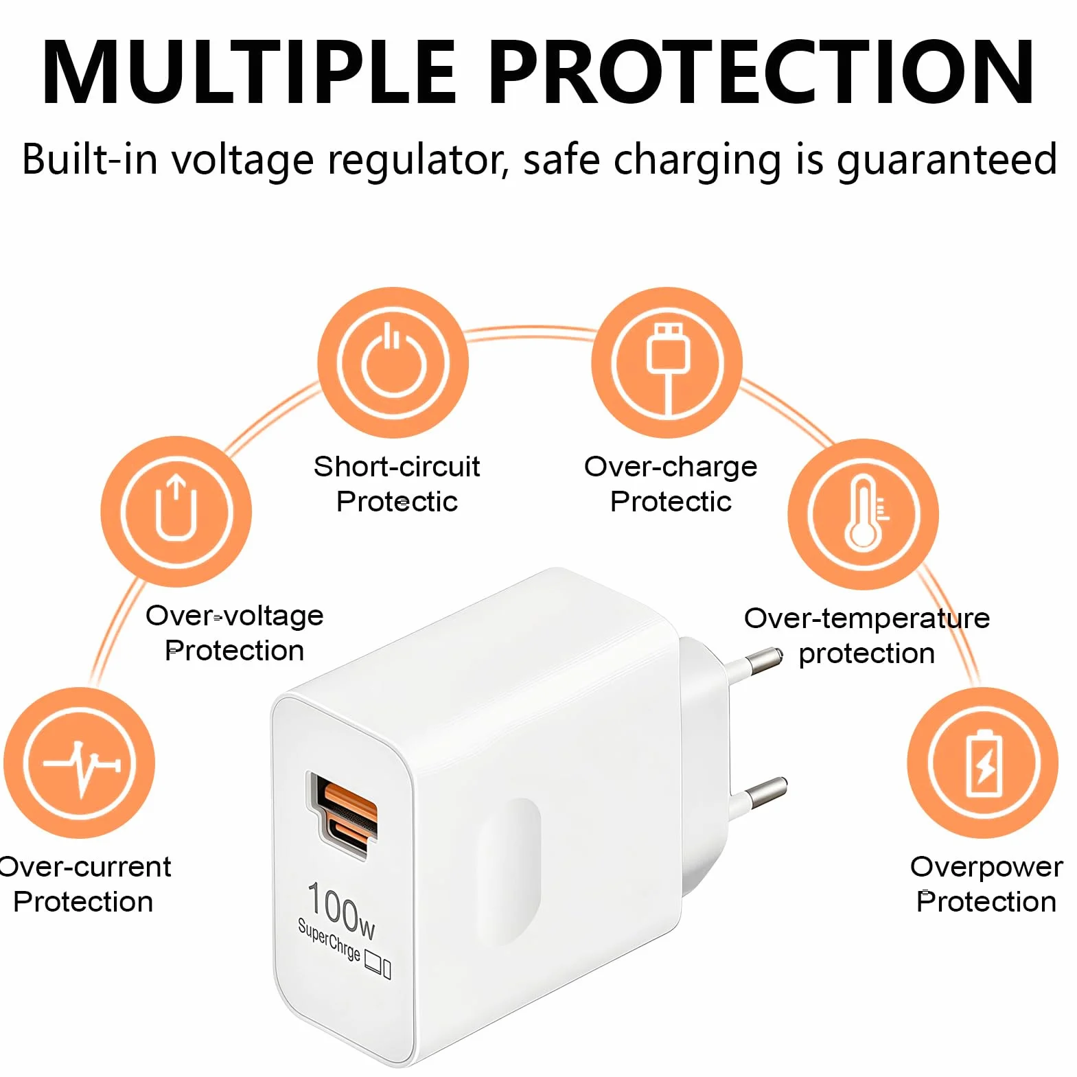 Szybka ładowarka SuperCharge 100 W USB C 2 porty z kablem 2 M 6 A do Honor i Huawei