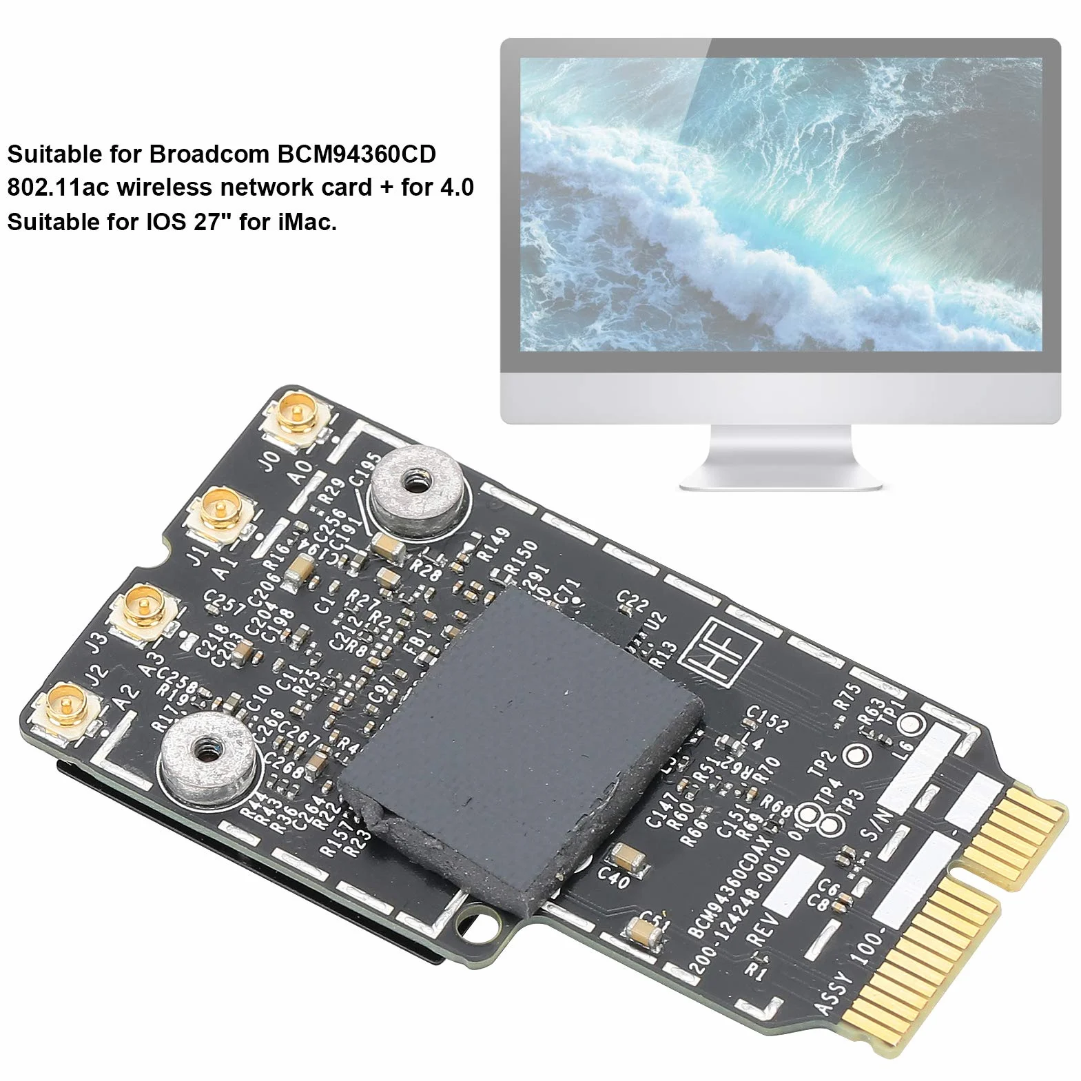 BCM94360CD 802.11ac bezprzewodowa karta sieciowa, karta sieciowa BT4.0 PCIe, moduł karty WiFi Bluetooth do laptopa 27 cali