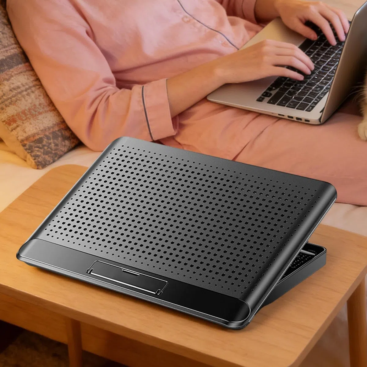 Wentylator na laptopa, regulowany stojak chłodzący, cichy stojak na laptopa ze stopu aluminium na biurko, klawiatura tablet książka dom miejsce pracy akademik mieszkanie biuro konfiguracja chłodzenie