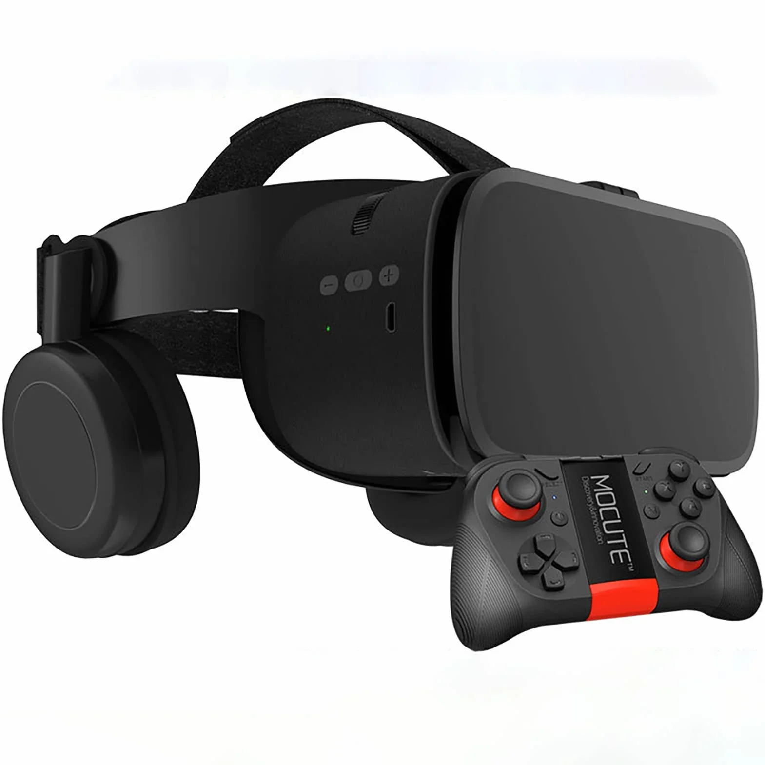 Zestaw słuchawkowy do wirtualnej rzeczywistości 3D VR z pilotem zdalnego sterowania, widowisko stereo VR do filmów i gier Bluetooth bezprzewodowe okulary VR kompatybilne z 4,7-6,3 cala iPhone IOS/Android (kolor: czarny, rozmiar: 050