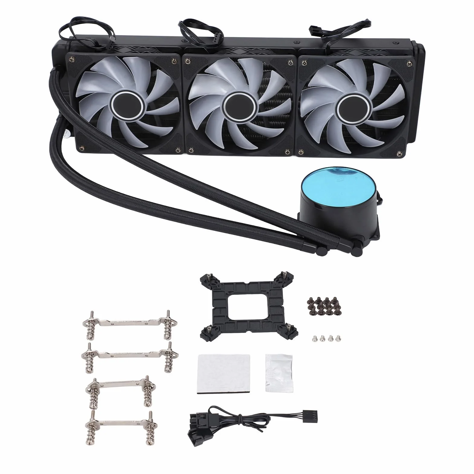 Płynna Chłodnica Procesora, Konfiguracja z Trzema Wentylatorami 360 Mm, Oświetlenie ARGB, Sterowanie PWM, Miedziana Płyta Chłodząca, Kompatybilna z LGA 1700 1200 2066, AM5 AM4 AM3+