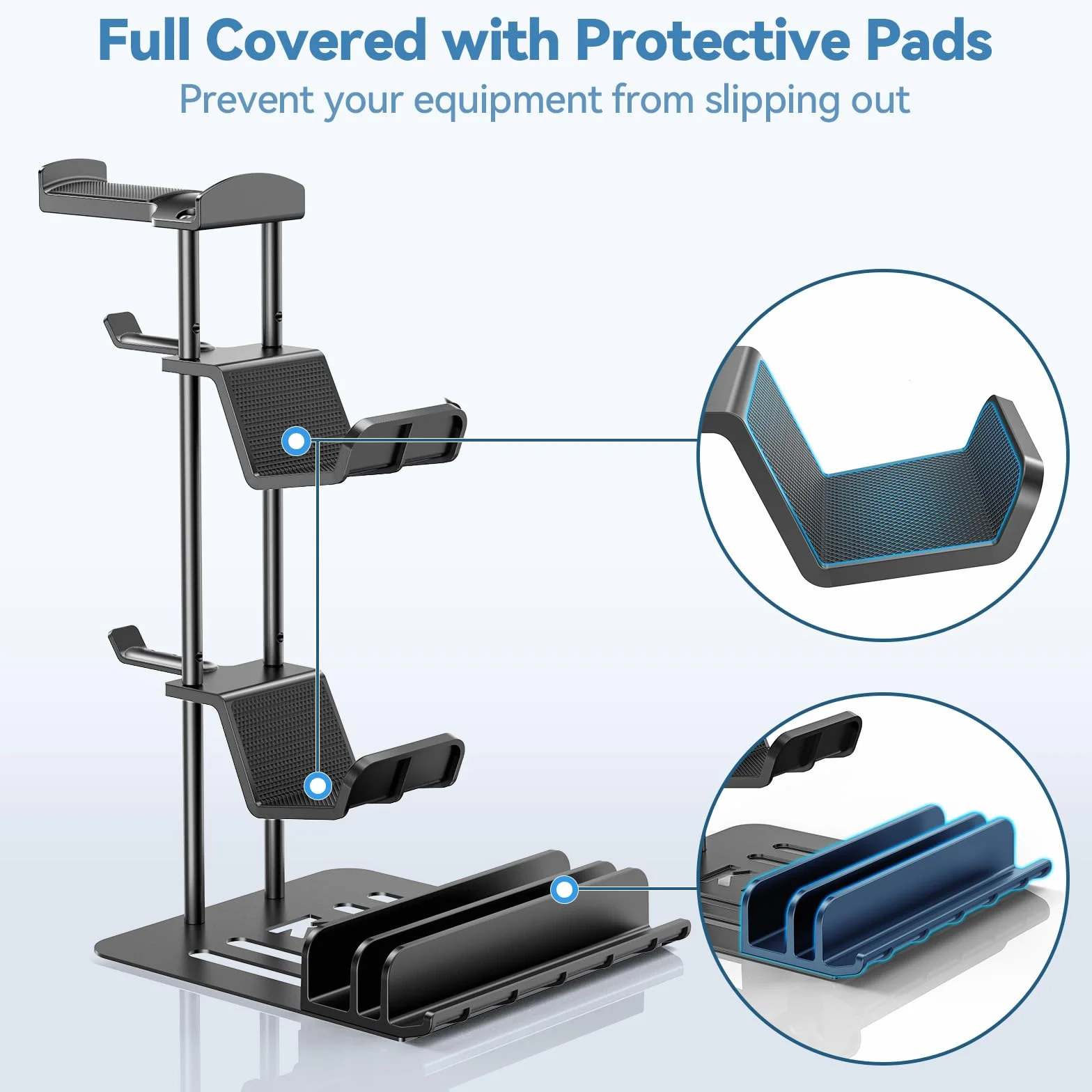 Stojak na Słuchawki KDD, Uchwyt na Kontroler i Uchwyt na Zestaw Słuchawkowy na Biurko, Aluminiowy Stojak na Słuchawki, Uniwersalny Organizer do Przechowywania Switch/iPad/Telefon Komórkowy(Czarny)
