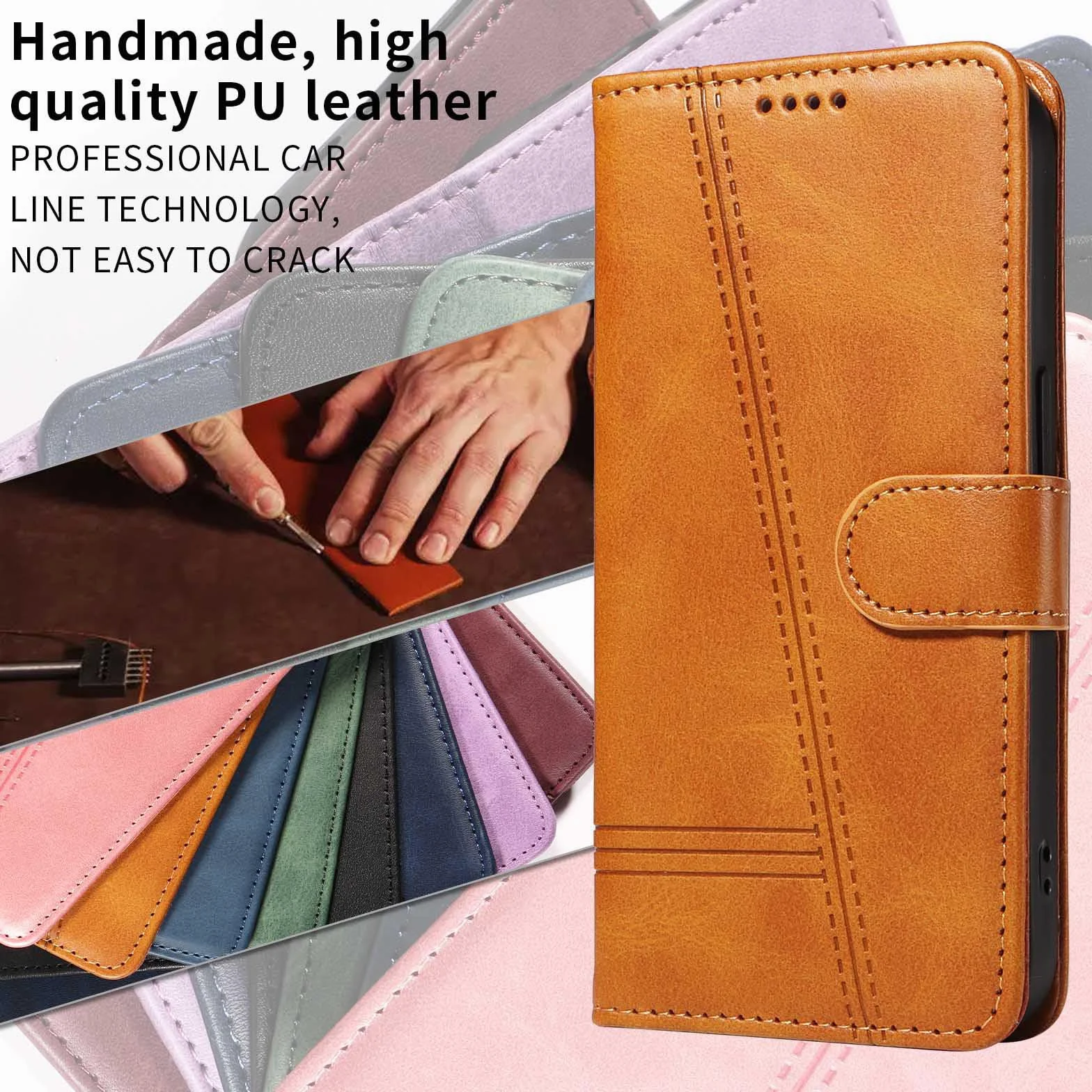 Etui z klapką do Samsung Galaxy S25 Ultra/S25 Plus/S25, skórzane etui portfelowe na telefon z stojakiem na karty, etui foliowe, odporne na wstrząsy, z tworzywa TPU wewnątrz, żółte, S25