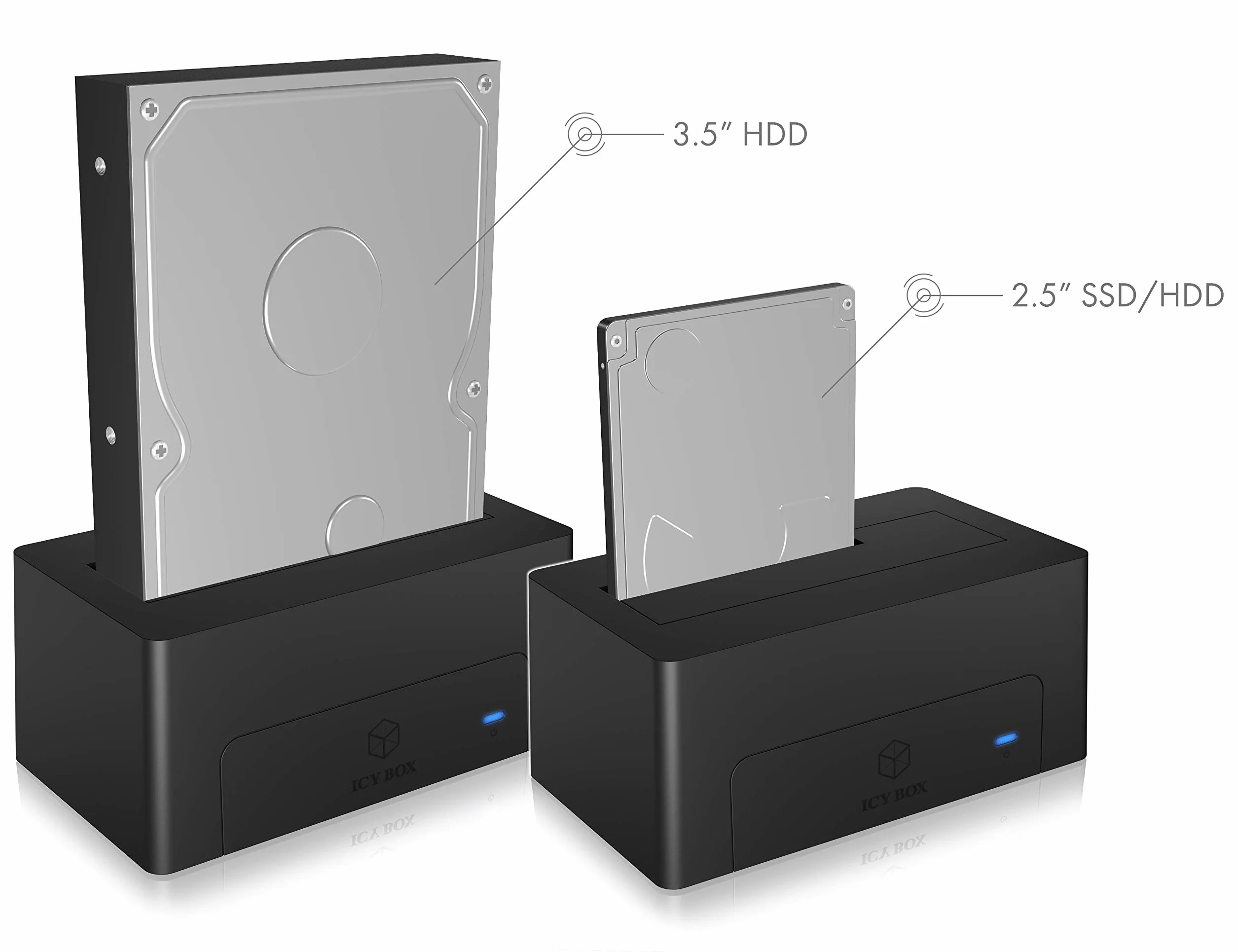 ICY BOX Stacja dokująca do dysków twardych USB-C 3.1 Gen 2 2,5/3,5 cala HDD SSD