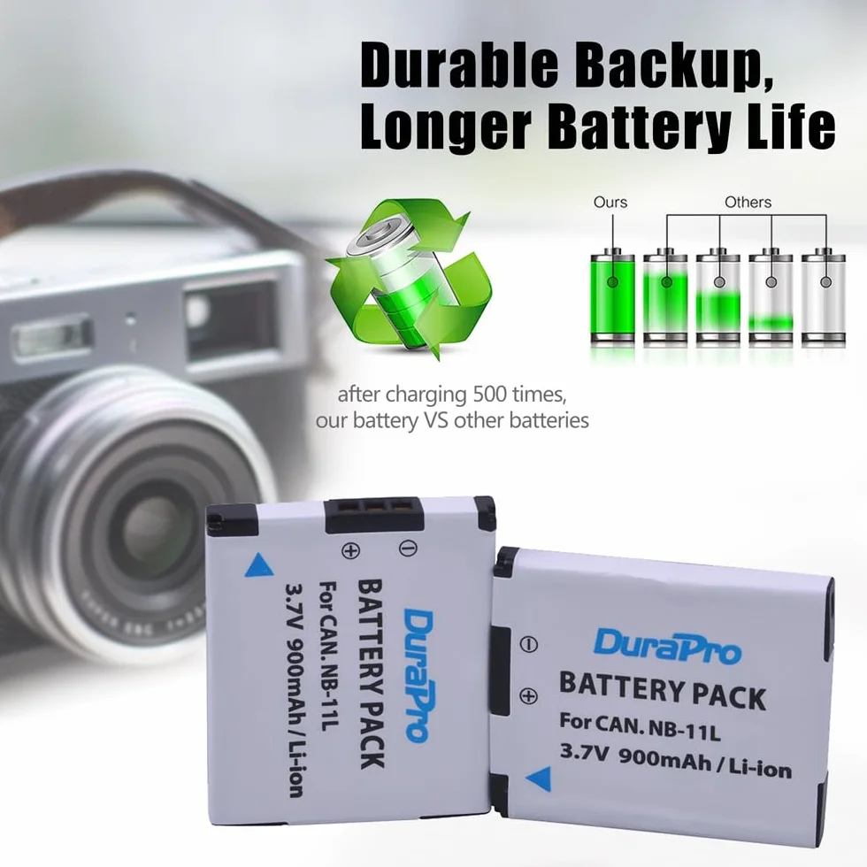 DuraPro NB-11L akumulator litowo-jonowy 2-pak z ładowarką USB LCD do Canon PowerShot ELPH IXUS