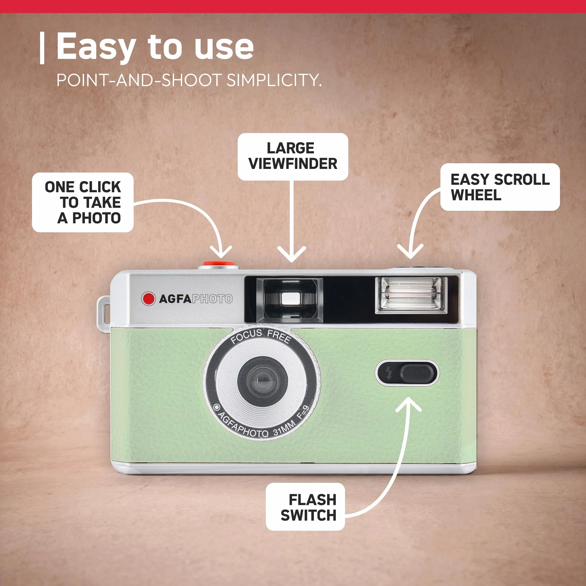 Agfa 35 mm wielokrotnego użytku kompaktowa kamera jeden rozmiar