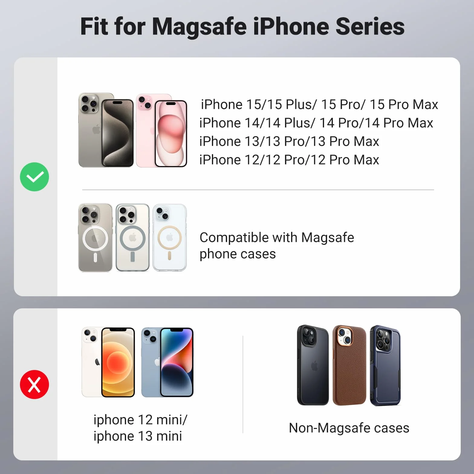 UGREEN Magnetyczny uchwyt na kartę telefonu komórkowego Skórzany stojak na portfel kompatybilny z iPhone'ami serii 15/14/13/12, nie dla 13/12 Mini, czarny