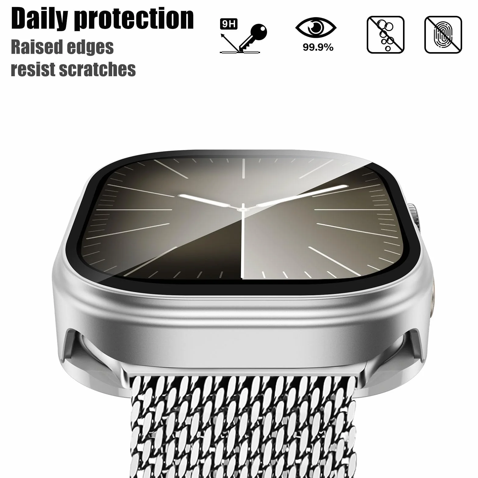 Apple Watch 9/8/7 45mm metalowe etui ochronne 2w1 pełna ochrona 360°