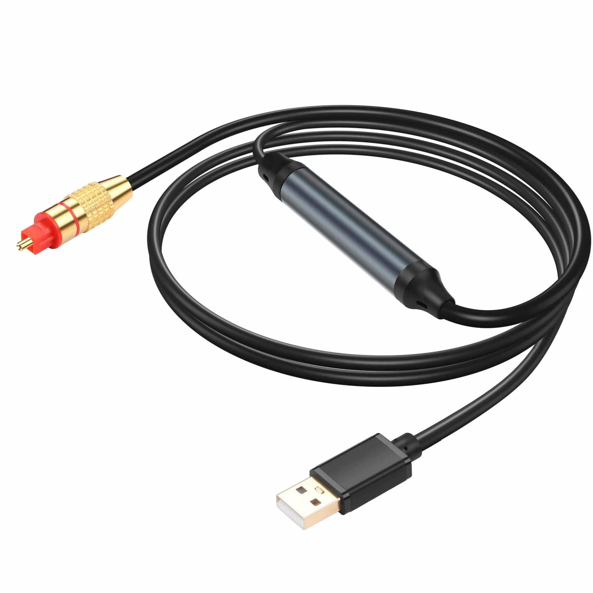 GINTOOYUN USB na optyczny adapter audio – port USB A do Fiber Optic SPDIF złącze 2 m gniazdo konwerter kabel do komputera laptopa Fiber Optic Box
