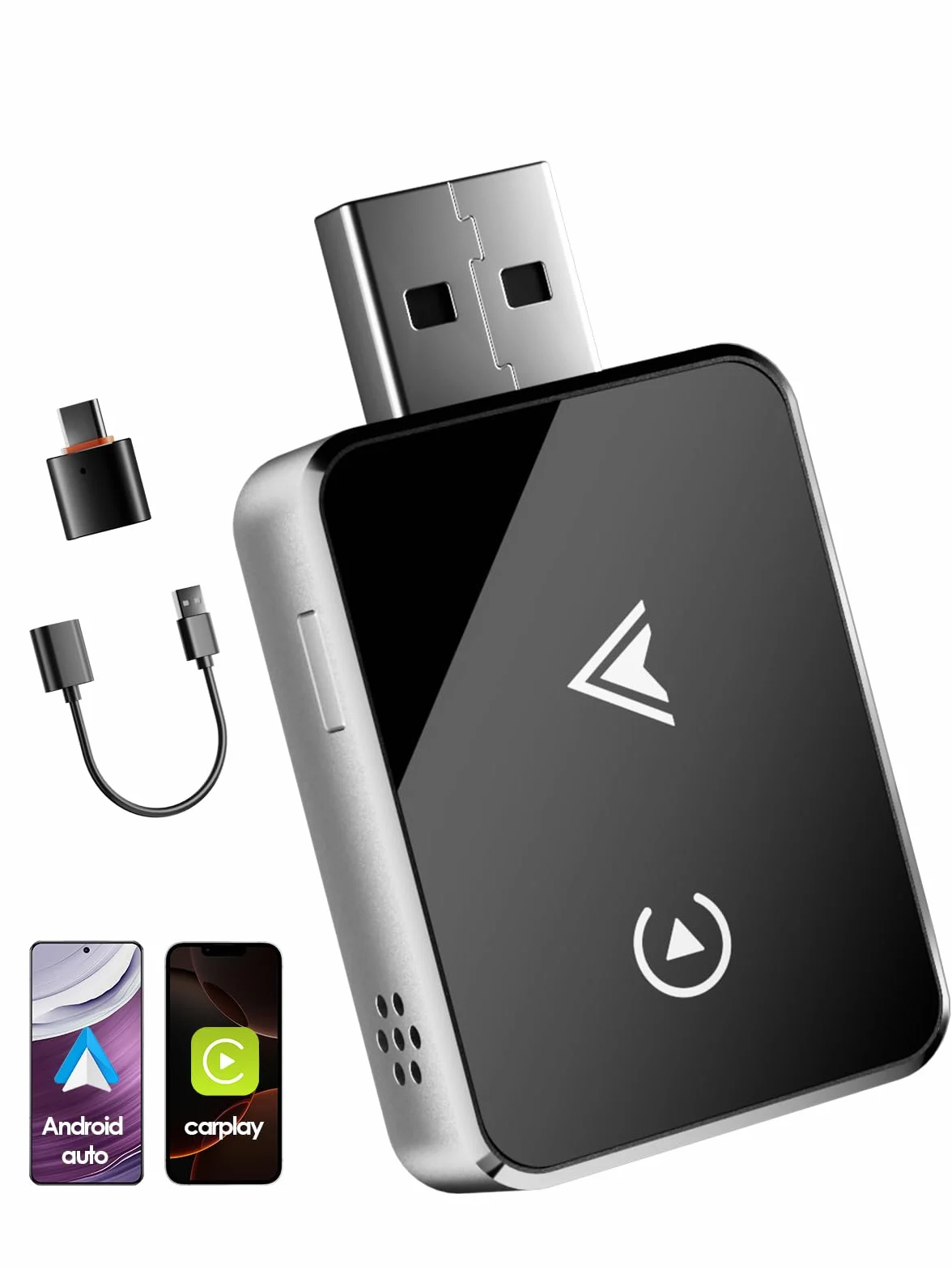 Adapter bezprzewodowy 2 w 1 do CarPlay/Android Auto, PARPAT konwersja z przewodowego na bezprzewodowy z USB/Type-C, stabilne połączenie i brak opóźnień, kompatybilny z iPhone/Android