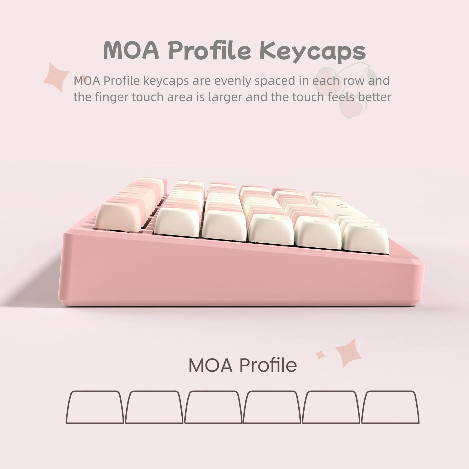 MOA Nasadki na klawisze 75% PBT Dye-Sublimacja Zestaw do Cherry MX Mechaniczna Klawiatura Różowa