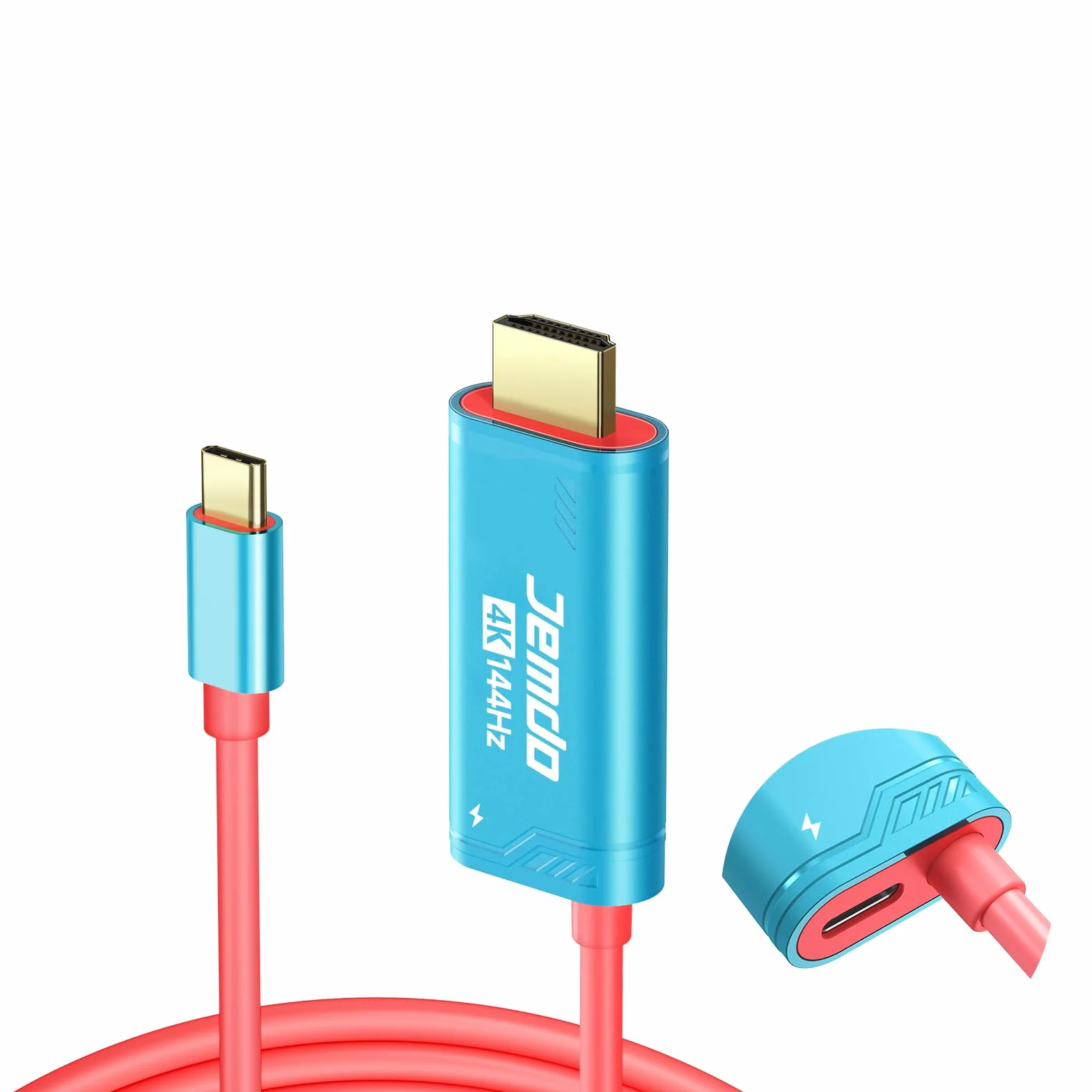 JEMDO Switch 2-Dock HDMI kabel USB C 3.2 na HDMI 4K 144 Hz 48 Gbps PD 100 W, przenośny adapter, kompatybilny z Nintendo Switch 2/OLED/2017, Steam Deck, ROG Ally