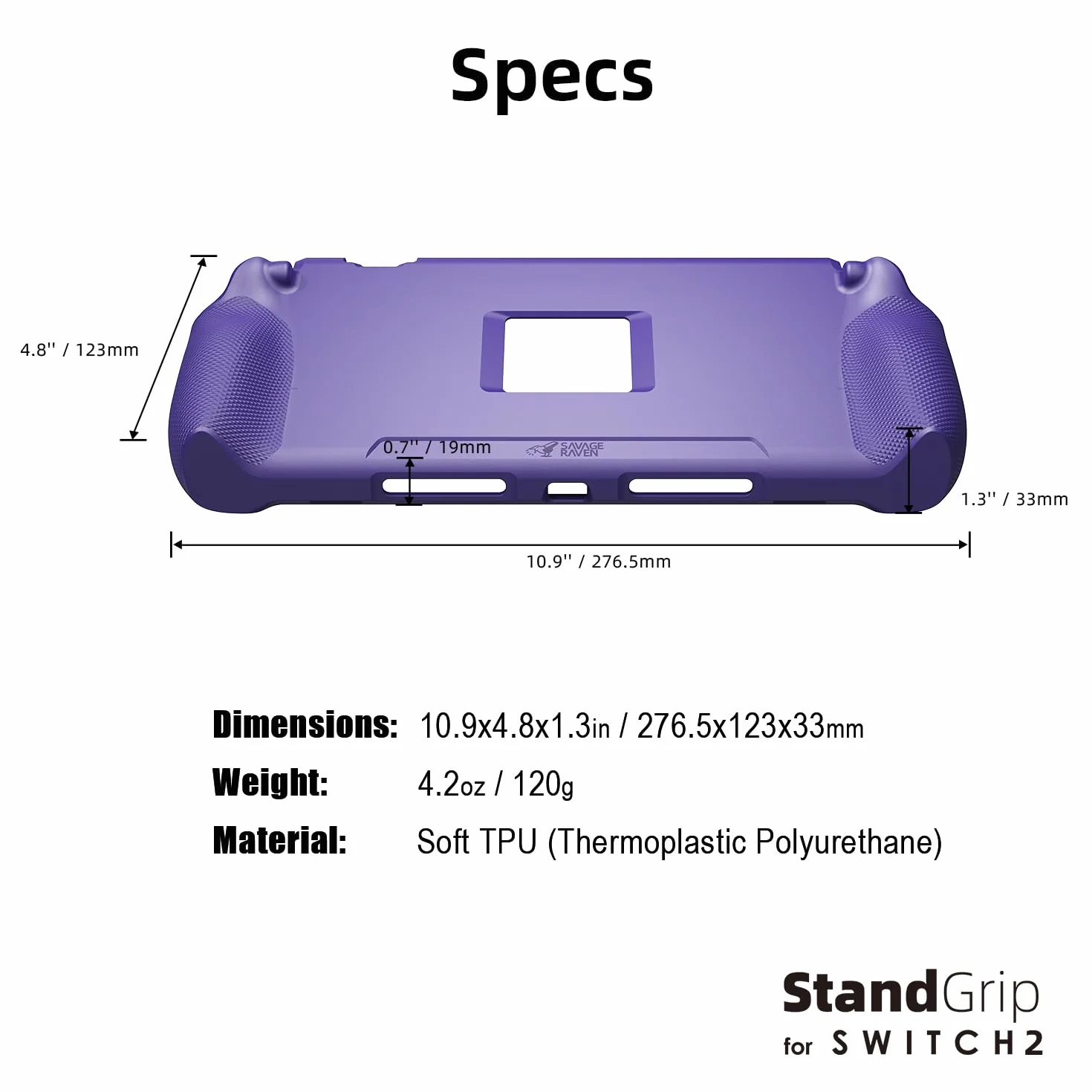 Savage Raven by Skull & Co. StandGrip for Nintendo Switch 2: A Soft Protective Case with Textured Grips Full Protection and Stand, Shock-Absorption Non-Slip and Anti-Scratch Cover Design- Jasnozielony