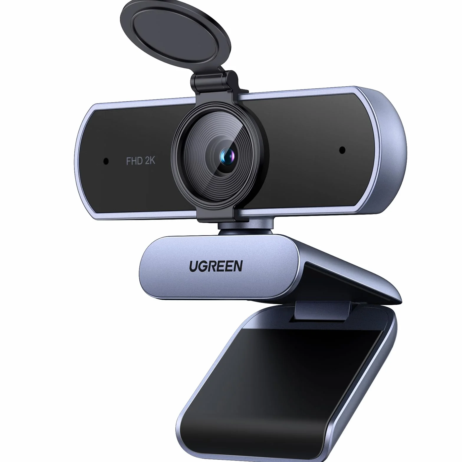 UGREEN Webcam 2K, kamera internetowa z mikrofonem, kamera internetowa do komputera, pole widzenia 80°, kamera internetowa z osłoną prywatności, stała ostrość, automatyczna korekcja światła