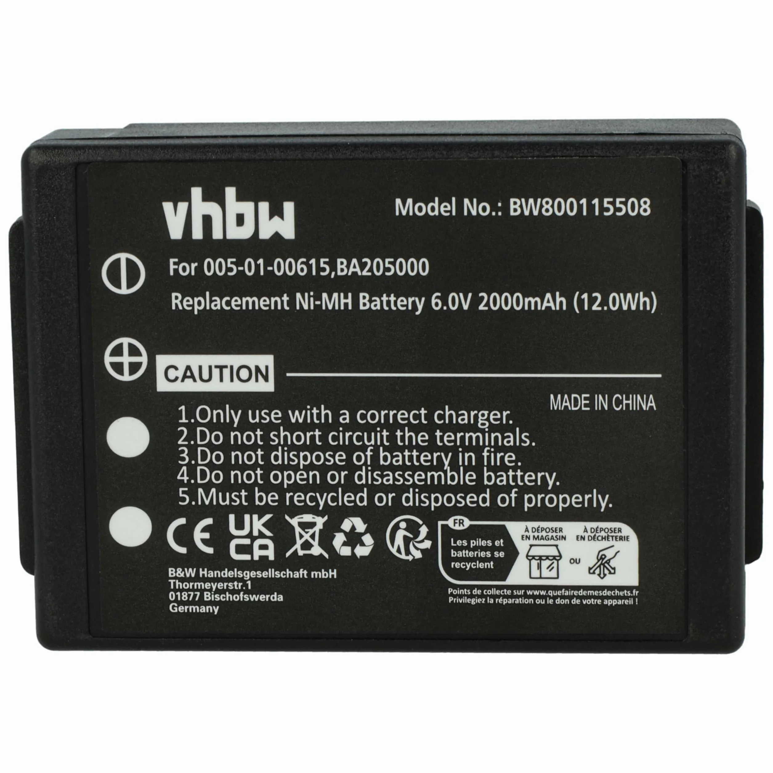 vhbw 5 x bateria zastępuje HBC BA225000, BA225001, BA209062, BA209061 do sterowania radiowego, pilot zdalnego sterowania (2000 mAh, 6V, NiMH) - czarny